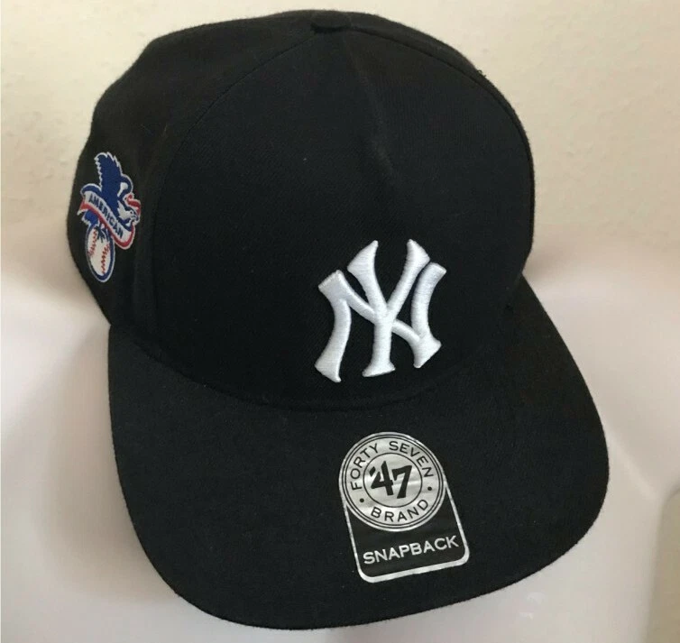 Casquette noire 5 panneaux marque SS15 Supreme x Yankees x 47 chapeau rare