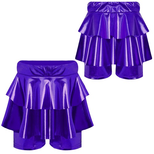 Kinder Mädchen Metallic Shorts mit Rock Tanzkurse Rüschen Shorts mit Rock Partys - Bild 39 von 70