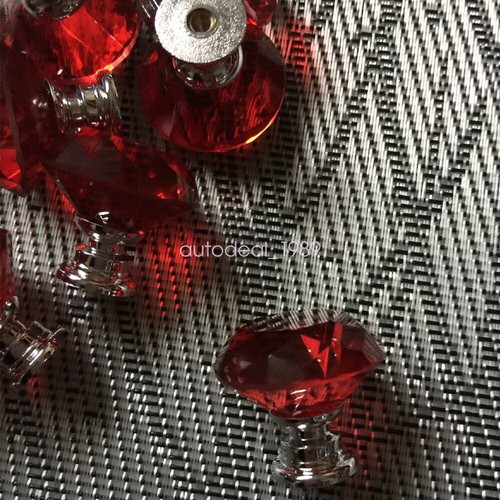 10pcs Red Crystal Glass Kitchen Cabinet Drawer Pull Handle Knobs Replacement - Picture 5 of 5