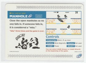 Nintendo Game & Watch e-Reader Card - Manhole #02-A001 HOLE PUNCHED [c2a] Glossy