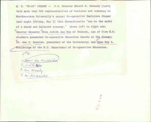 1963 Original Photo Senator Ted Kennedy Asa Knowles at Northeastern University - Picture 2 of 2