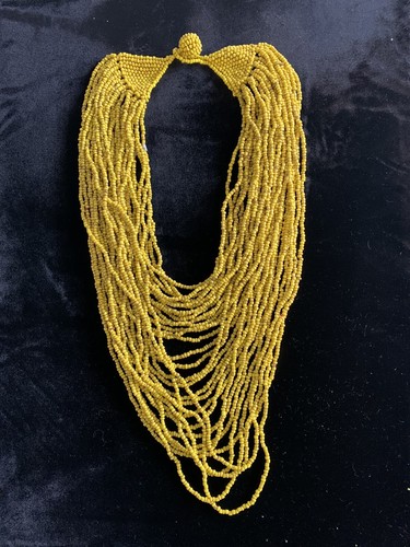 Vintage Torsade senfgelb kleine Perlen 32 Strang abgestuft Halskette 16-30" Kostenloser Versand - Bild 1 von 6