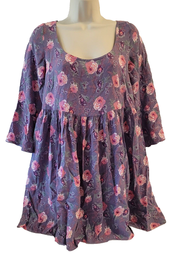 Mini Vestido Muñeca Bebé American Eagle S Fluido Boho Estampado Floral Viscosa Y2K Romántico - Imagen 14 de 23