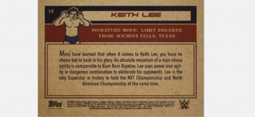 TOPPS WWE LIVING SET CARD KEITH LEE #16 - Picture 2 of 2