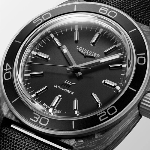 Longines Ultra-Chron Carbon 43mm Black Nylon Strap Men's Watch L28394522 - Picture 5 of 5