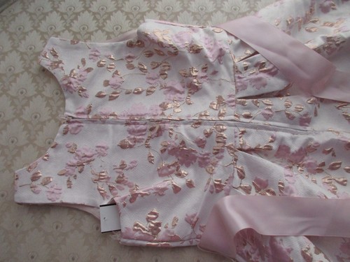 Poppies & Roses Girl's Pink/Gold Floral High-Low Fit & Flare Event Dress, Sz 12Y - Picture 8 of 10