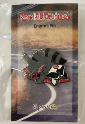 Roadkill Cuties! Enamel Pin, LillyPawPads, Racoon
