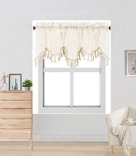 1 STCK. KUNSTSEIDE HALBTRANSPARENT ASCOT FENSTER VOLANT KÜCHE RESTAURANT SALON DEKOR - Bild 30 von 33