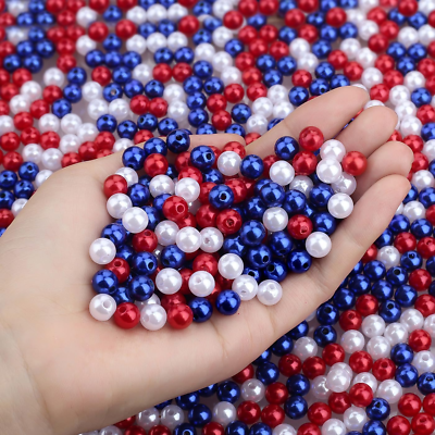 #ad Red White and Blue Beads 4th of July Beads 8mm Patriotic Beads for Crafts Red W $12.81