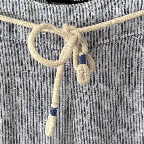 Tahari Leinenhose weites Bein Größe Large blau weiß Nadelstreifen Pull On Coastal - Bild 4 von 8