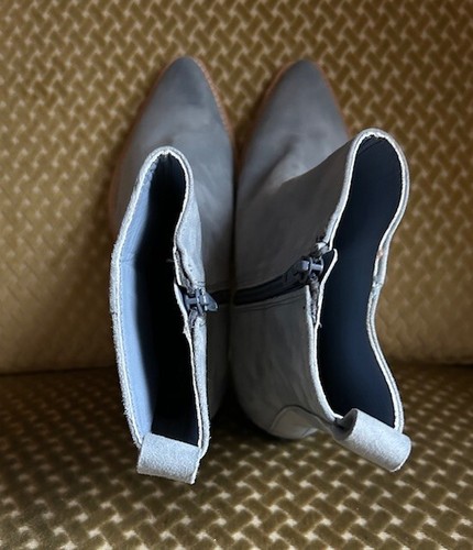 Free People Bowers Gray Blue Suede Stitch Cushion Zip Western Ankle Boots NEW 8 - Picture 12 of 24