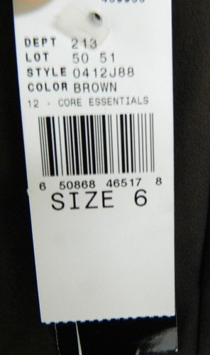 NWT AB STUDIO BROWN CORE ESSENTIALS PANTS SZ 6 STRETCH ZIP DOUBLE BUTTON WAIST   - Picture 3 of 5