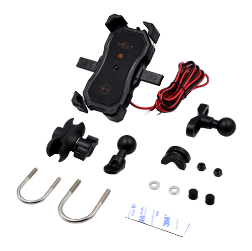 Motorcycle Cell Phone Holder Anti Shake Wireless/USB Fast Charging Mobile Holder - Picture 5 of 5