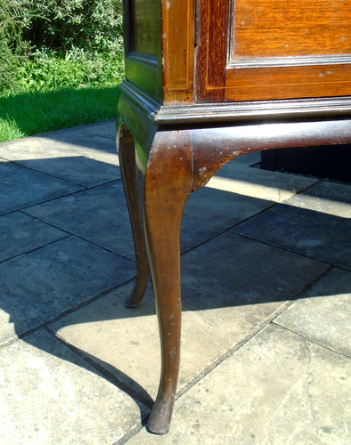 Tall Antique Edwardian Inlaid Mahogany Glazed 4 Shelf China Display Cabinet Keys - Picture 12 of 17