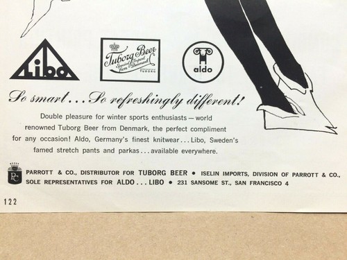 Vintage 1960 Tuborg Beer Libo Aldo Ski Wear Snow Winter Olympics Skiing Print Ad - 第 5/7 張圖片