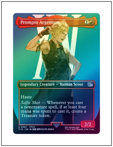 1x Prompto Argentum, Foil Borderless Art, Final Fantasy, Magic MTG NM