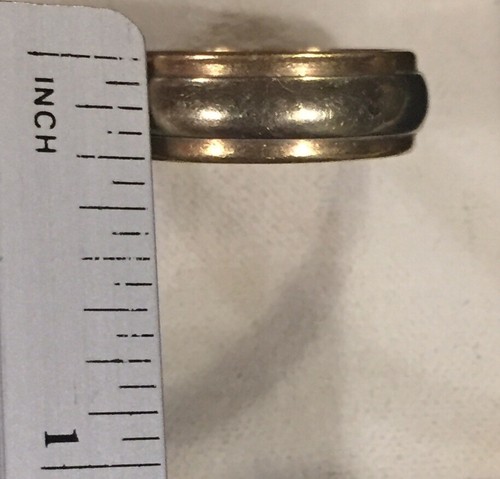 14K Yellow And White Dual Color Gold Two Wedding Band Ring Size Men 9.75 Women 7 - Picture 3 of 12