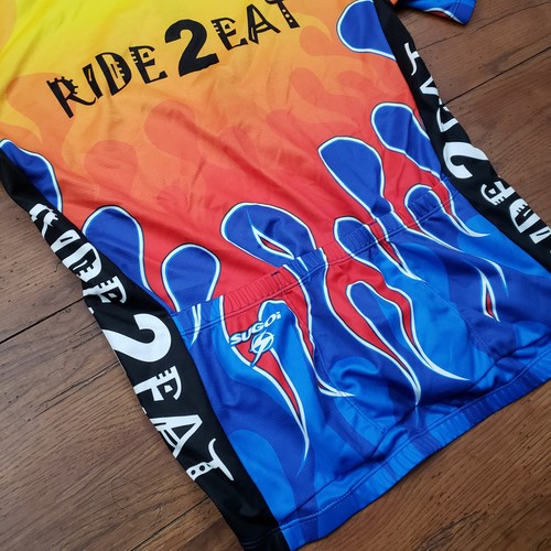 Sugoi Mens Medium VTG Cycling Jersey SS Flames Road Bike Pockets M - Imagen 7 de 7