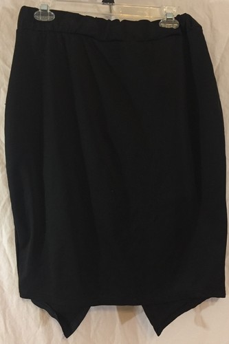 Sky Brand einfarbig schwarz Rock elastische Taille mit asymmetrischem Saum seitlich Größe XL - Bild 2 von 4
