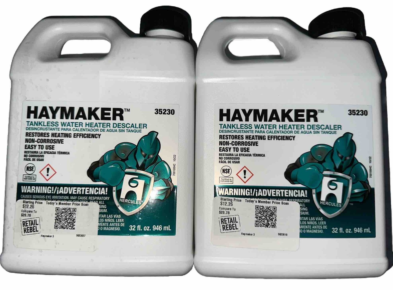 Two Hercules Haymaker Tankless Water Heater Descaler Cleaner Scale