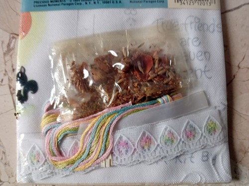 Precious Moments Paragon Embroidery Sachet Kit 2013 FRIENDS..HEAVEN 4.5" Vtg 80s - Picture 5 of 5