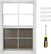 18"X27" Shed Window for Chicken Coop, Playhouse and Mobihome, White Shed Windows