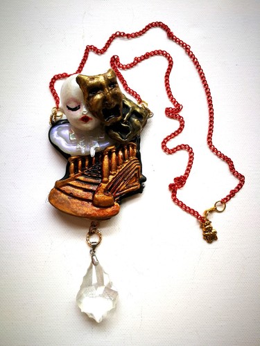 Belle Epoque Jewellery Necklace Pendant Doll Head Art Deco Phantom of the Opera - Picture 12 of 24