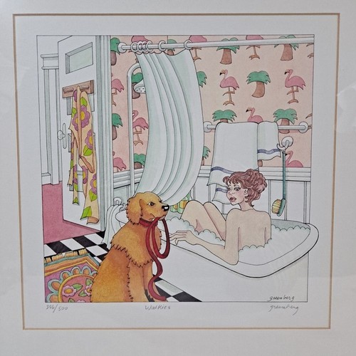 Frances Greenberg Framed & Matted Print "Walkies" Dog Signed 396/500 - Picture 3 of 15