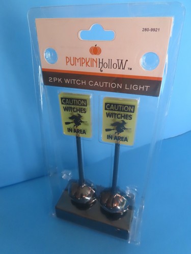 Pumpkin Hollow 2 PK Witch Caution Light; NIP