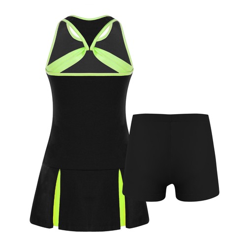 Girls Tennis Dress Criss Cross Back Tank Skirt School PE Sportswear Activewear - Picture 11 of 66