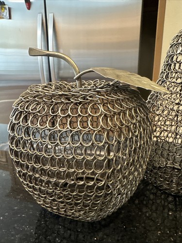 Chainmail Metal Apple And Pear Fruit Figurine Gothic Decor Display Medieval Art - Picture 10 of 17
