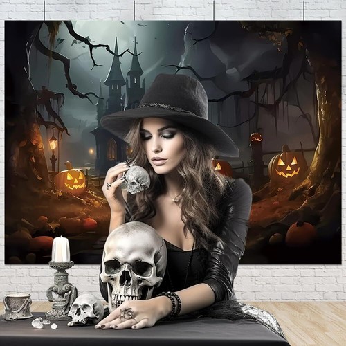 7x5ft Halloween Night Backdrop Scary Tree Pumpkin Castle Party Props - Picture 5 of 7