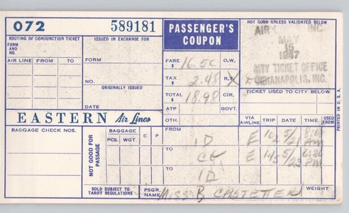 c1947 Eastern Air Lines Passenger's Coupon Booklet Aviation Flight Plane - Picture 2 of 6
