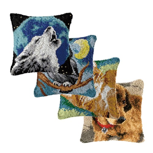 Kit Crochet à Loquet DIY Chien Chihuahua - Taie D'Oreiller Pré-imprimée 43x43cm Avec Fils Et Instructions - Coussin Décoratif