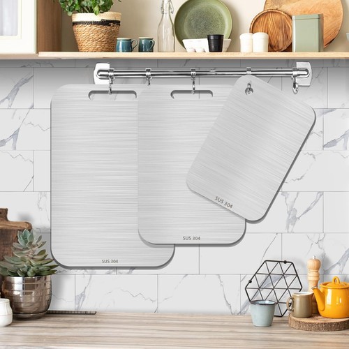 3Pcs Titanium Cutting Boards - 100% Pure Titanium, Double-Sided, Food Grade - Picture 2 of 6