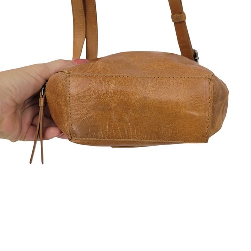 Borsa a tracolla Lucky Brand rotonda cammello marrone vera pelle manico superiore boho chic - Foto 14 di 14