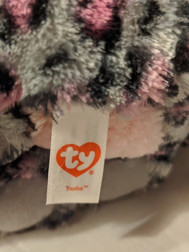 Ty Beanie Boos 9 Zoll Glitzeraugen Plüschtier rosa grau Stofftier TASHA der Leopard - Bild 9 von 10
