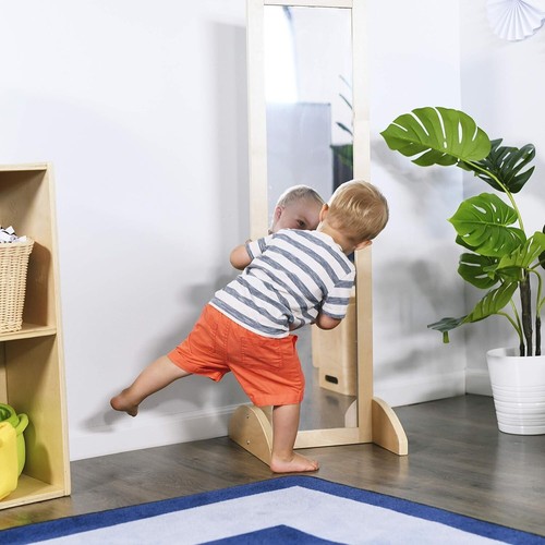 Natural Birch Kids Mirror: Double-Sided Design for Imaginative Play and Learning - Picture 11 of 12