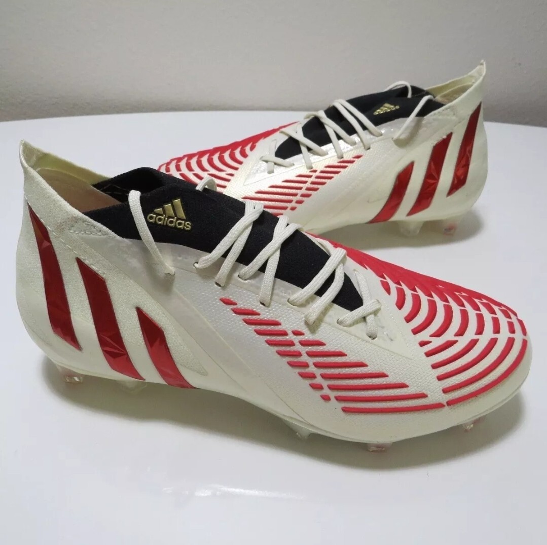 Adidas Predator Edge.1 FG White Red Soccer Cleats Mens 11.5