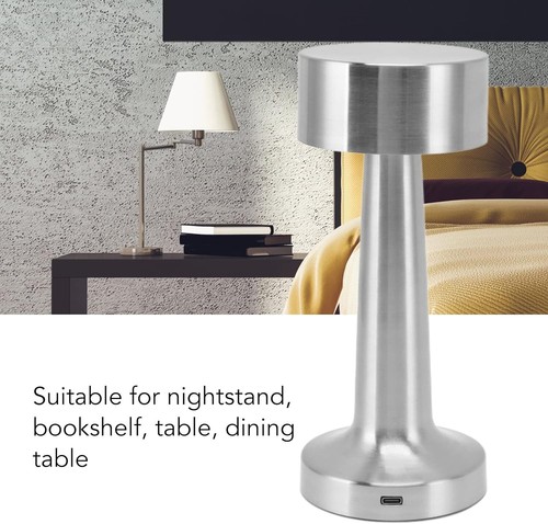 Lampada da Tavolo LED Touch Ricaricabile USB Argento Senza Fili Arredamento Bar - Foto 3 di 7