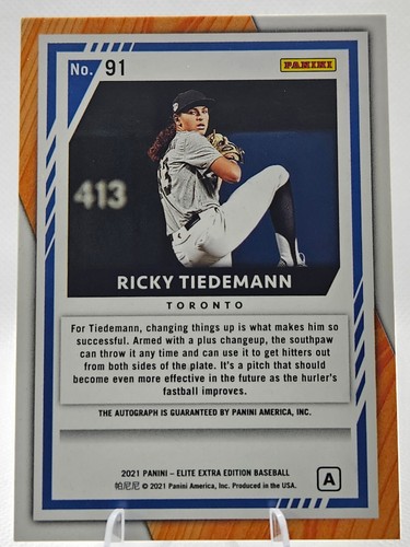 2021 Panini Elite Extra Edition Ricky Tiedemann 91 Prime Numbers Auto /220 - Picture 2 of 2