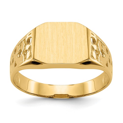 Avariah 14k Yellow Gold 10.5x9.0mm Open Back Mens Signet Ring - Ring Size 9.0