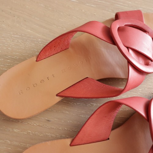 Robert Robert Womens Slide Sandals Size 37 Coral Red All Leather Slip On Resort - Bild 6 von 11
