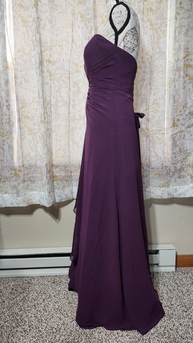 Vestido Mori Lee Madeline Gardner Talla 6 Sin Tirantes Largo Chifón Cintura Reunida Bufanda - Imagen 9 de 24