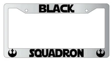 Black Squadron Chrome Plastic License Plate Frame SW