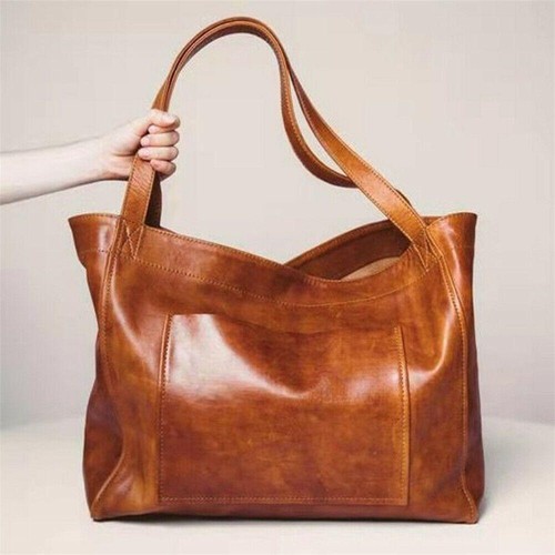 Women Extra Large Soft Leather Handbag Casual Shoulder Shopper Bag Tote Handbag - Imagen 1 de 27