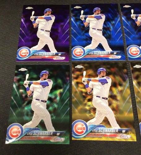 2018 Topps Chrome Kyle Schwarber oro azul verde púrpura refractor lote x6 Cubs - Imagen 3 de 7