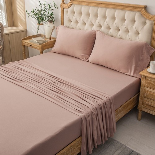 Ultra Soft Jersey T-Shirt Cotton Deep Pocket Sheets Set 4pc Bedding Q/K/F/T/CK - Picture 136 of 182