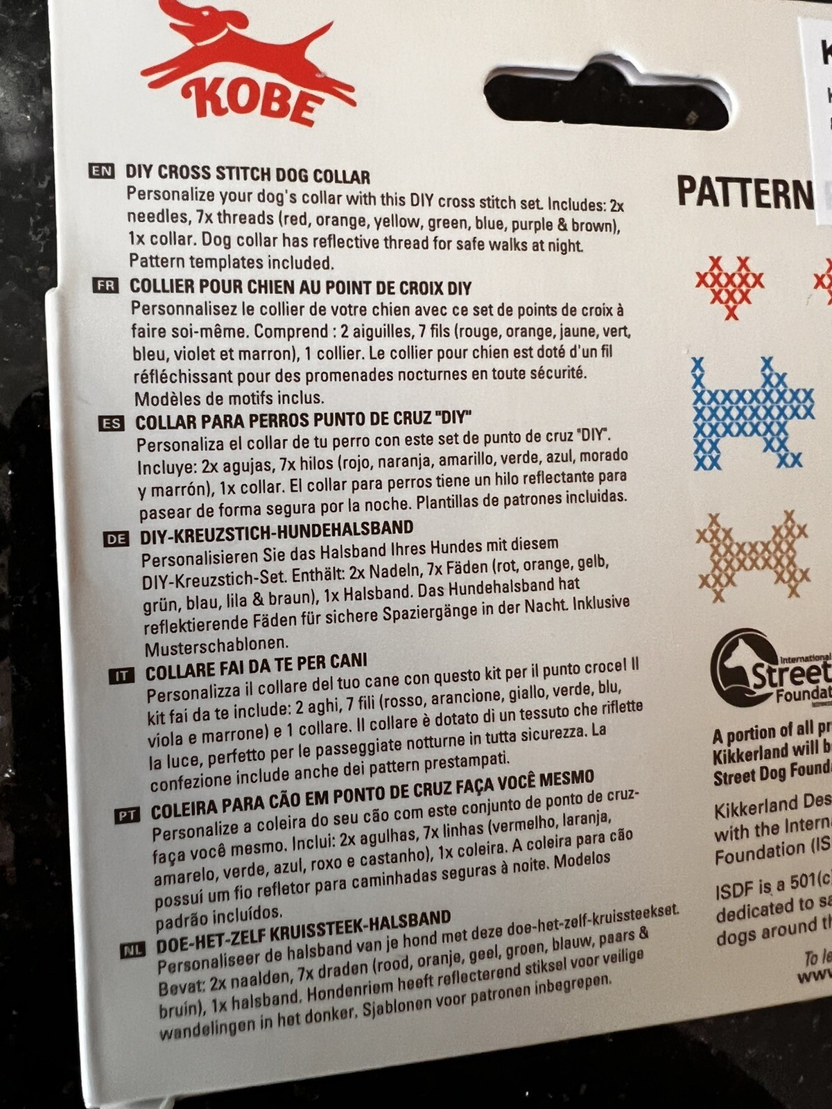 Kikkerland DIY Cross Stitch Dog Collar Personalized Kit Large Dog