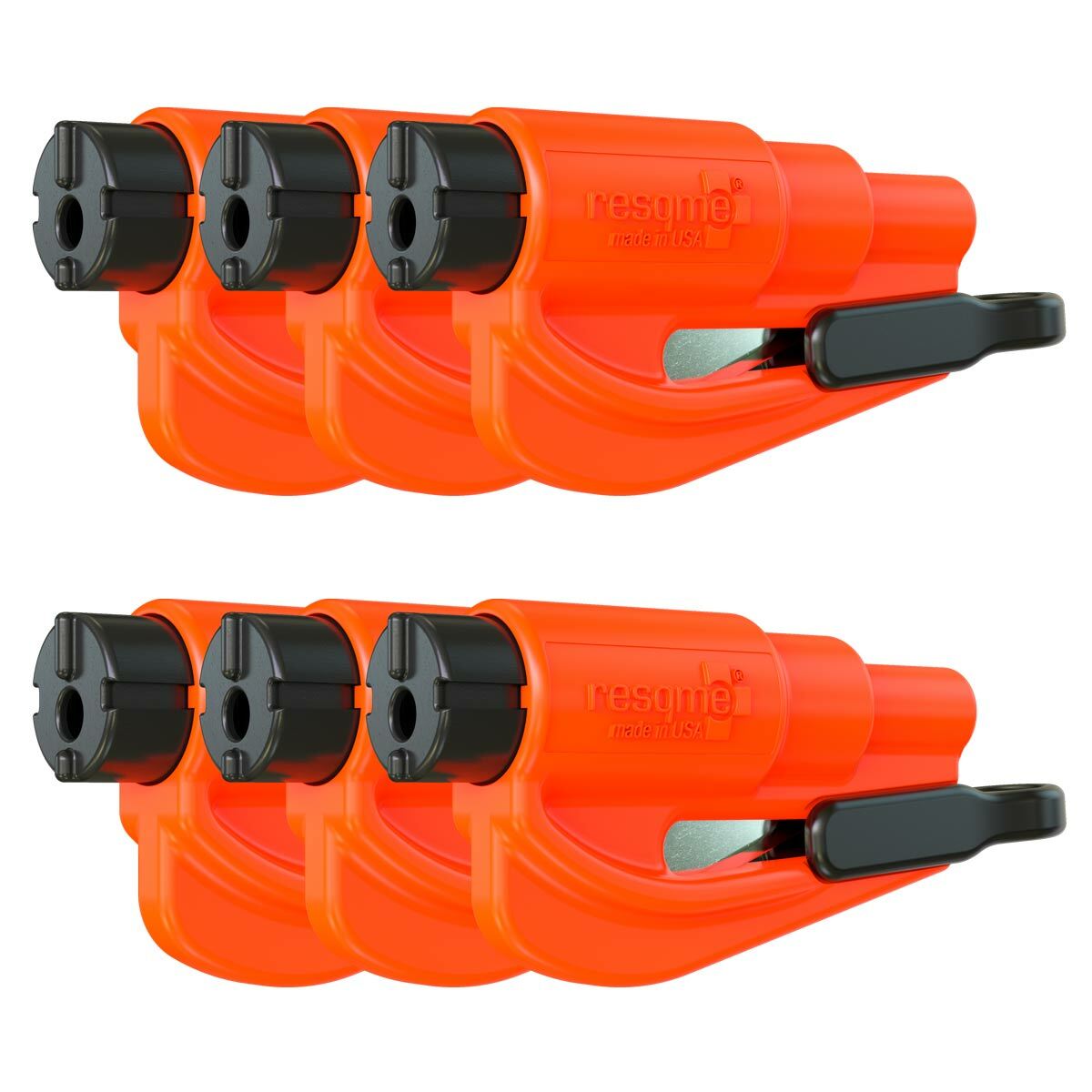 resqme® Car Escape Tool - Orange, 6 pack, Seatbelt Cutter / Window Breaker